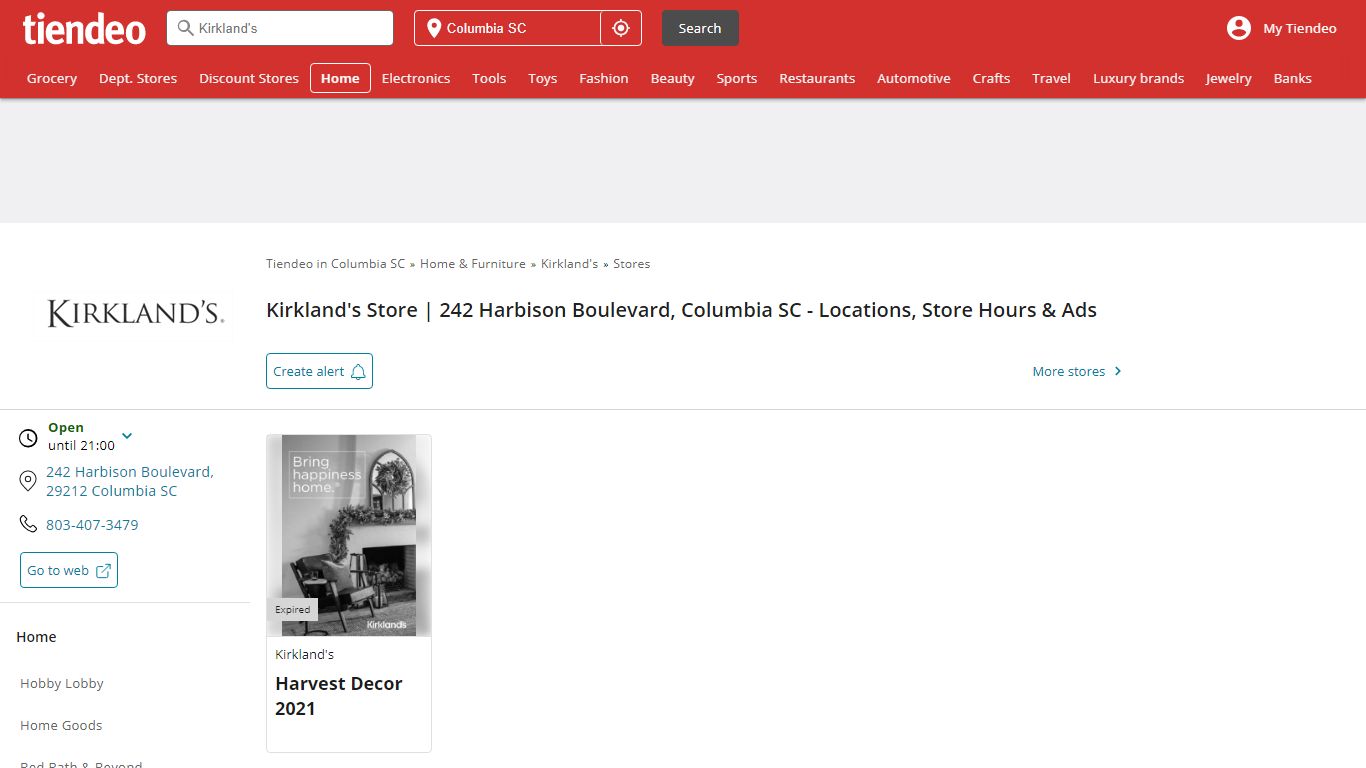 Kirkland's Store | 242 Harbison Boulevard, Columbia SC - Tiendeo
